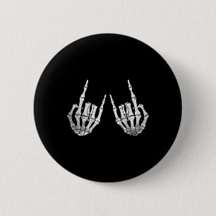 Bóton Redondo 5.08cm Rock Hand Lazy Halloween Costume Bones Legal