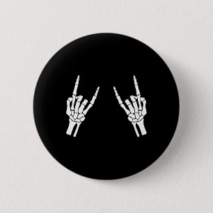 Bóton Redondo 5.08cm Rocker Skeleton Hand Rock Sobre O Halloween Engraç