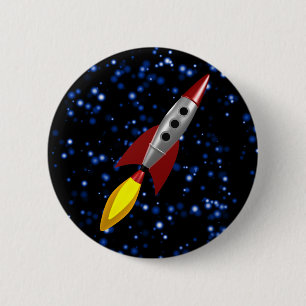 Bóton Redondo 5.08cm Rocket retro 3d