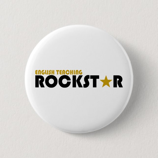 Bóton Redondo 5.08cm Rockstar de ensino inglês (Frente)