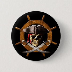 Bóton Redondo 5.08cm Roda alegre do pirata de Roger