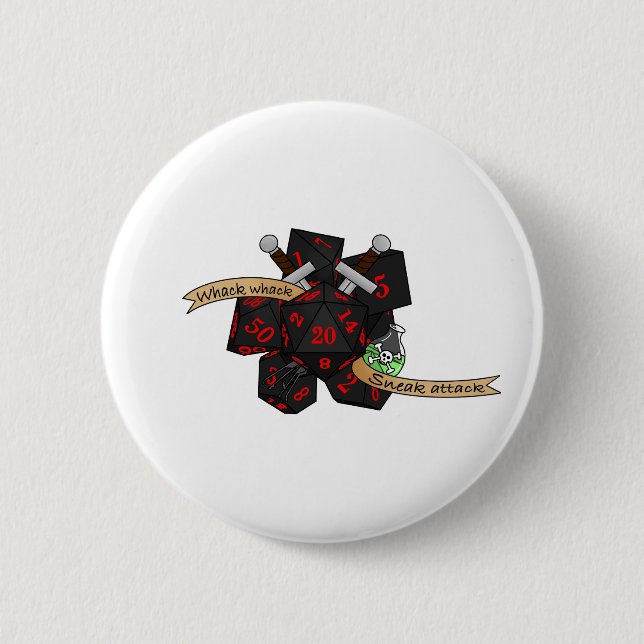 Bóton Redondo 5.08cm Rogue Dice Design (Frente)