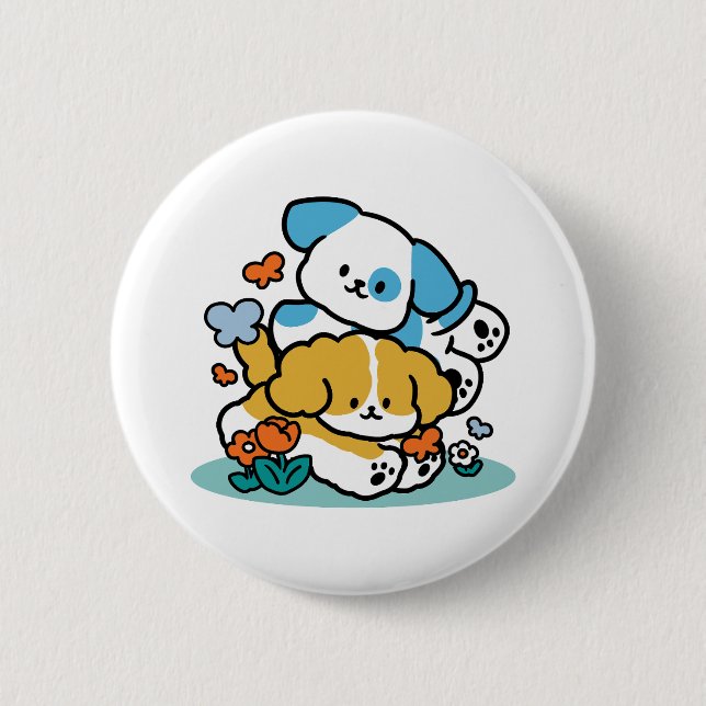 Bóton Redondo 5.08cm Rolando Para Maio Como Pups Felizes - Cachorro Pri (Frente)