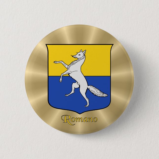 Bóton Redondo 5.08cm Romano Escudo Histórico no Ouro Sunburst (Frente)