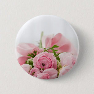 Bóton Redondo 5.08cm Romântico Casamento Adorava Buquê Flor Rosa Suave