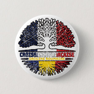 Bóton Redondo 5.08cm Romênia França Romena França Árvore Raiz Bandeira