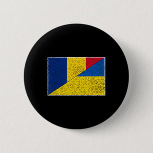 Bóton Redondo 5.08cm Romênia Ucrânia Bandeira Orgulho Romeno Ucraniano