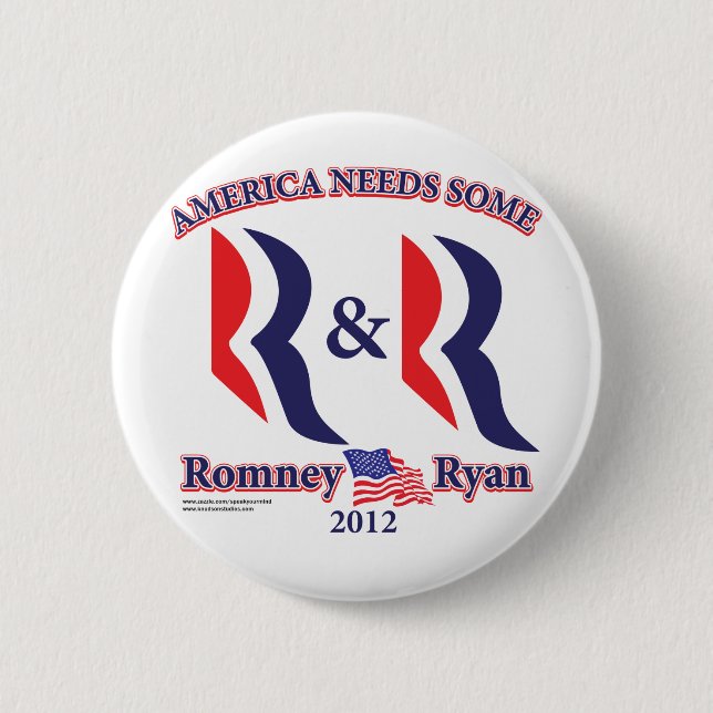 Bóton Redondo 5.08cm Romney e Ryan (Frente)