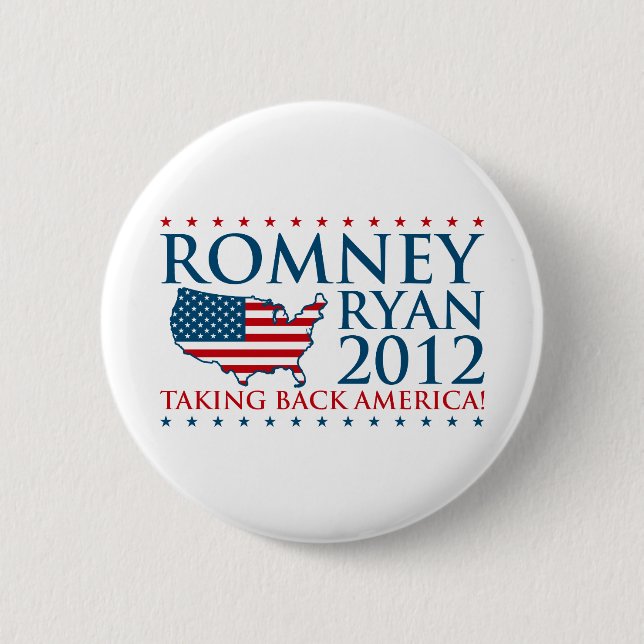 Bóton Redondo 5.08cm Romney Ryan 2012 (Frente)