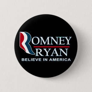 Bóton Redondo 5.08cm Romney/Ryan 2012 - acredite em América