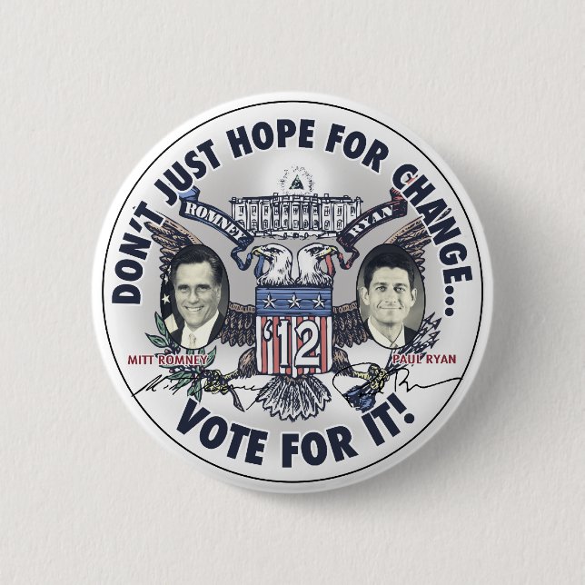 Bóton Redondo 5.08cm Romney Ryan 2012 dois dirigiu Eagle Jugate (Frente)