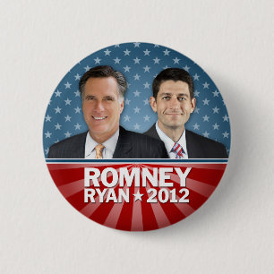 Bóton Redondo 5.08cm Romney Ryan - Jugate com Estrelas e Stripes