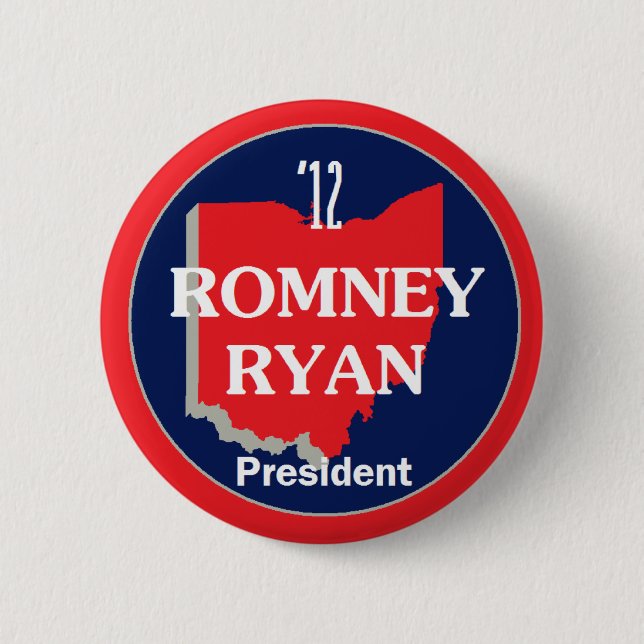 Bóton Redondo 5.08cm Romney Ryan OHIO (Frente)