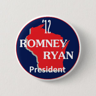Bóton Redondo 5.08cm Romney Ryan WISCONSIN