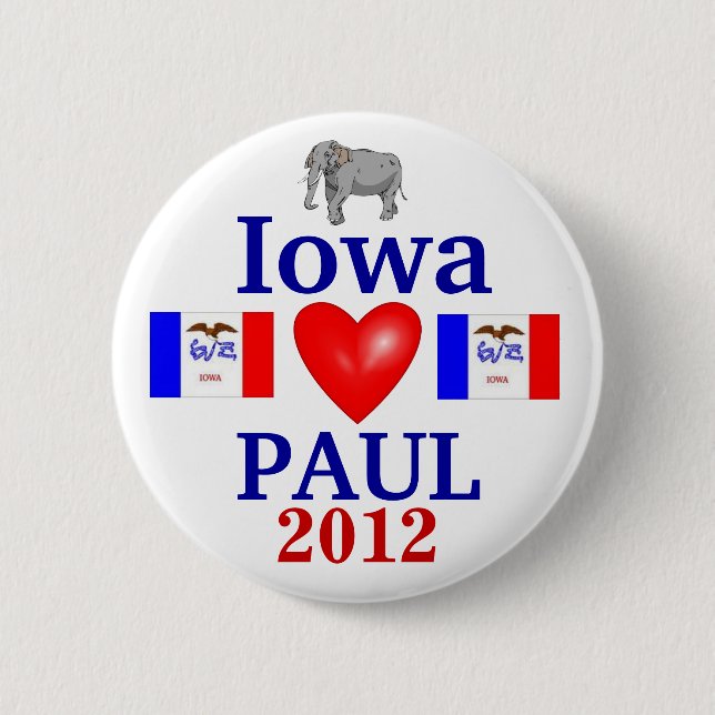 Bóton Redondo 5.08cm Ron Paul Iowa 2012 (Frente)