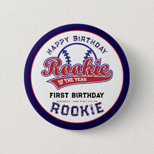Bóton Redondo 5.08cm Rookie do beisebol do primeiro aniversario do Ano