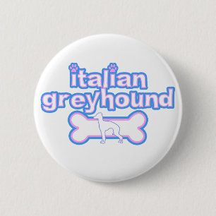 Bóton Redondo 5.08cm Rosa & botão azul do galgo italiano