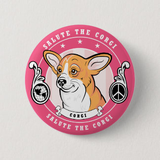 Bóton Redondo 5.08cm Rosa de botão bonito do Corgi