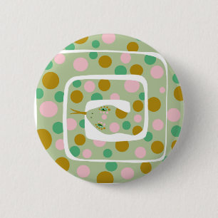 Bóton Redondo 5.08cm Rosa divertido e Abstrato verde Polka Dotada Cobra