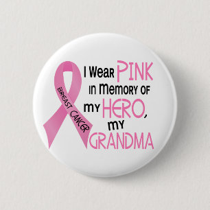 Bóton Redondo 5.08cm ROSA do cancro da mama na MEMÓRIA de MINHA AVÓ 1