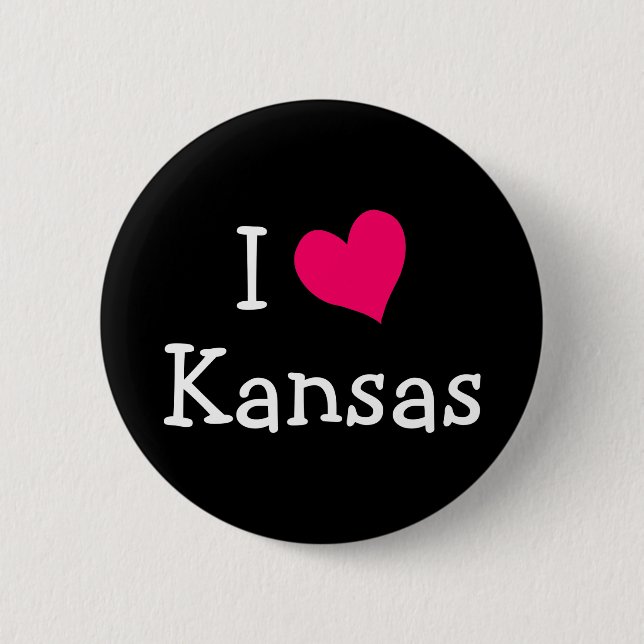 Bóton Redondo 5.08cm Rosa I Love Kansas (Frente)