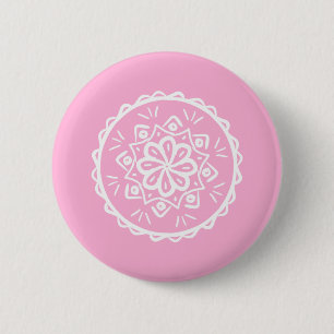 Bóton Redondo 5.08cm Rosa Mandala