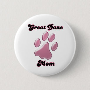 Bóton Redondo 5.08cm Rosa Pawprint da mamã de great dane - botão