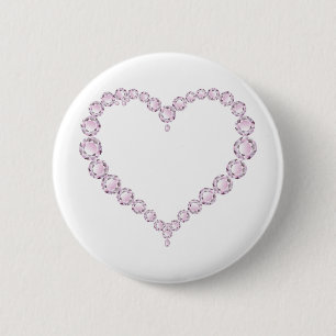 Bóton Redondo 5.08cm Rosa Quartz Gem Heart