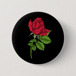 Bóton Redondo 5.08cm Rosa vermelha