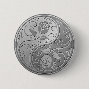 Bóton Redondo 5.08cm Rosas de aço inoxidável de Yin Yang