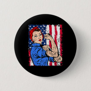 Bóton Redondo 5.08cm Rosie O Ribeirão Feminista Patriótico Dos Eua Band