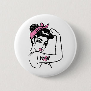Bóton Redondo 5.08cm Rosie Riveter Eu Ganhei Conhecimento Sobrevivência