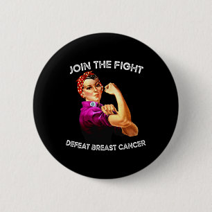 Bóton Redondo 5.08cm Rosie The Riveter Derrotar A Consciência Do Cancer