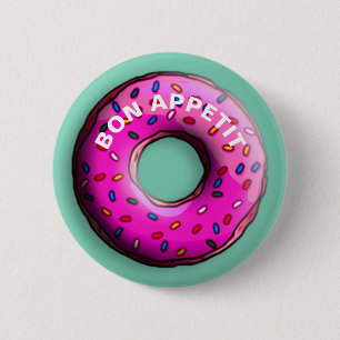 Bóton Redondo 5.08cm Rosquinha pálida com aspersores coloridos + suas i