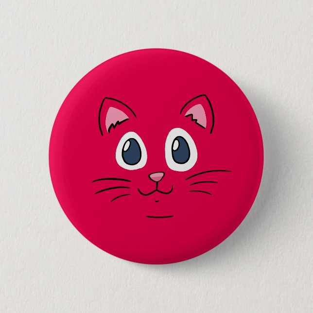Bóton Redondo 5.08cm Rosto de Gatinho Fofo (Frente)