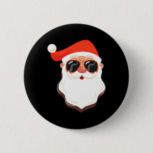 Bóton Redondo 5.08cm Rosto de Papai Noel Óculos de sol Com Chapéu Barba