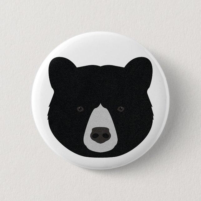 Bóton Redondo 5.08cm Rosto de Urso Negro (Frente)