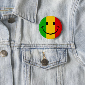Bóton Redondo 5.08cm Rosto Emoji Sorriso Bandeira Rasta Listrada