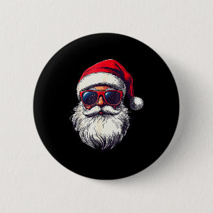 Bóton Redondo 5.08cm Rosto Legal do Papai Noel Óculos de Sol Retrô Nata