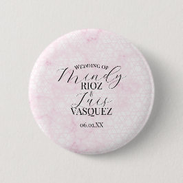 Bóton Redondo 5.08cm Roteiro de Casamento Rosa Abstrato em Mármore Pret