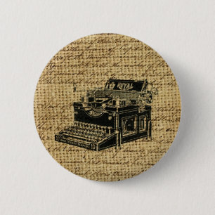 Bóton Redondo 5.08cm roteiros jornalísticos burlap antique tywrite