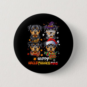 Bóton Redondo 5.08cm Rottweiler Cão Hallothanksmas Halloween Thanksgivi
