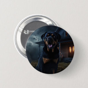 Bóton Redondo 5.08cm Rottweiler Halloween Assustador 