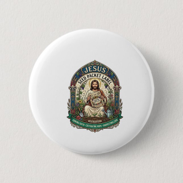 Bóton Redondo 5.08cm Rótulo de Pacote de Sementes Jesus Pacote de Semen (Frente)