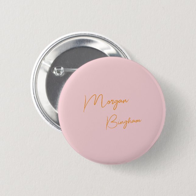Bóton Redondo 5.08cm Rótulo monograma minimalista rosa (Frente & Verso)