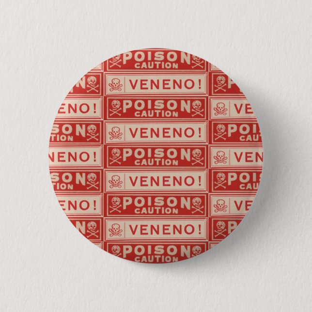 Bóton Redondo 5.08cm Rótulos venenosos do Vintage (Frente)