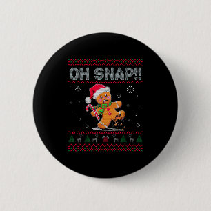 Bóton Redondo 5.08cm Roupa de Natal Feia Funny Oh Snap Gingerbread W