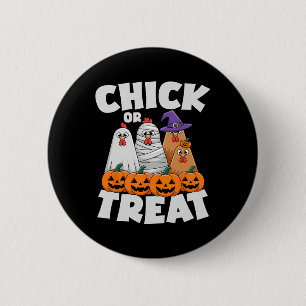 Bóton Redondo 5.08cm Roupas de Chick Or Treat Halloween Frango Engraçad