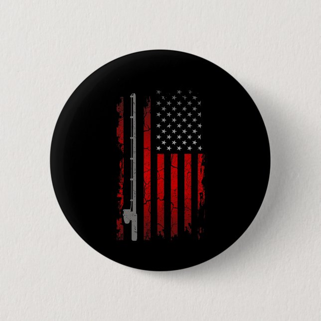 Bóton Redondo 5.08cm Roupas de Pesca com Bandeira Americana - Pesca  (Frente)