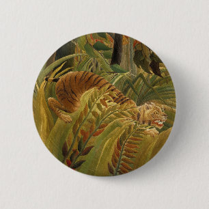 Bóton Redondo 5.08cm Rousseau Impressão de Arte Tropical de Tigre